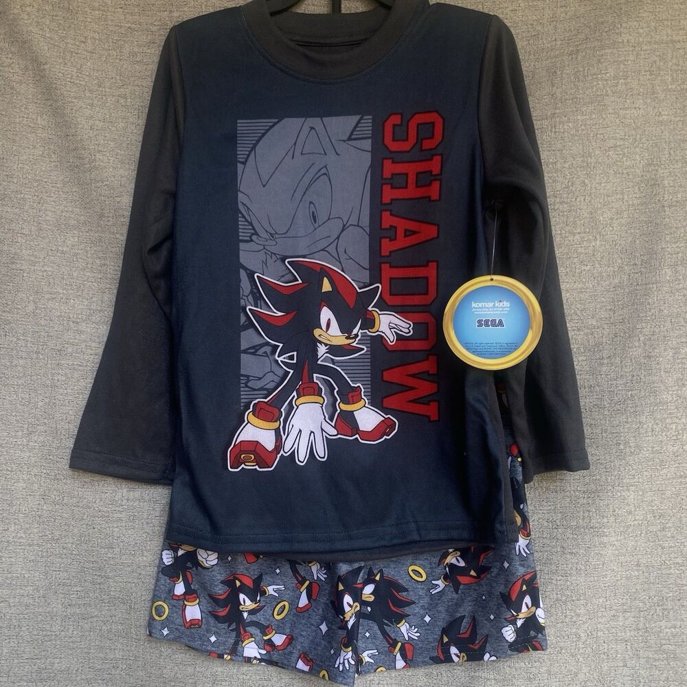 Sonic the Hedgehog Pajamas Shorts T Shirt Set Boys Size 4 5 Shadow new